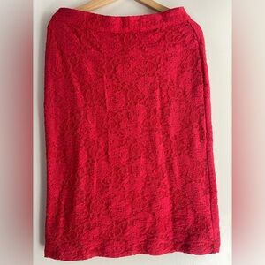 Maeve Vibrant Red Lace Pencil Skirt